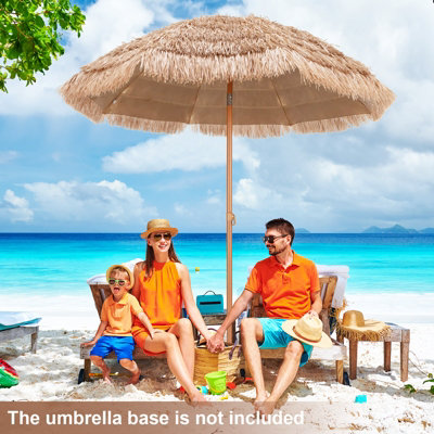 Costway 1.9M Thatched Tiki Patio Umbrella Hawaiian Hula Beach Umbrella Tilt Design - 3