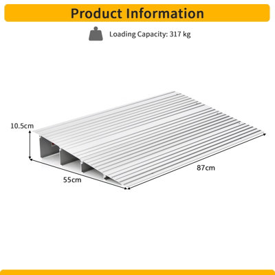 Costway 10.5CM Door Threshold Ramp Aluminum Adjustable Rise Entry Ramp for Wheelchair