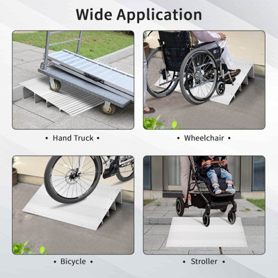 Costway 10.5CM Door Threshold Ramp Aluminum Adjustable Rise Entry Ramp for Wheelchair - 3