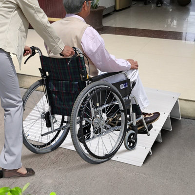 Costway 10.5CM Door Threshold Ramp Aluminum Adjustable Rise Entry Ramp for Wheelchair - 4