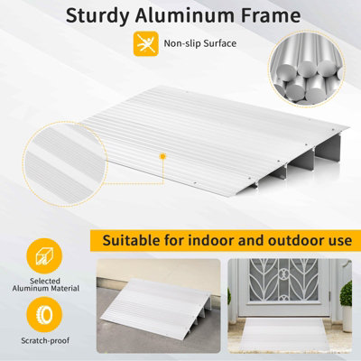 Costway 10.5CM Door Threshold Ramp Aluminum Adjustable Rise Entry Ramp for Wheelchair - 5