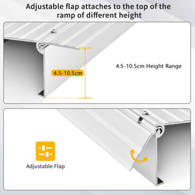 Costway 10.5CM Door Threshold Ramp Aluminum Adjustable Rise Entry Ramp for Wheelchair - 6