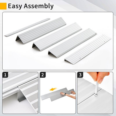 Costway 10.5CM Door Threshold Ramp Aluminum Adjustable Rise Entry Ramp for Wheelchair - 7