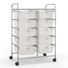 Costway 10 Drawers Storage Trolley Mobile Rolling Utility Cart Home Office Organizer