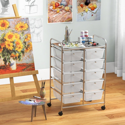 Costway 10 Drawers Storage Trolley Mobile Rolling Utility Cart Home ...