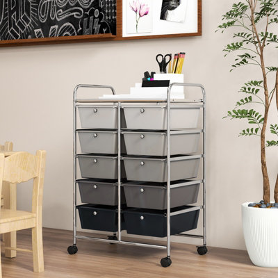 Costway 10 Drawers Storage Trolley Mobile Rolling Utility Cart Home ...