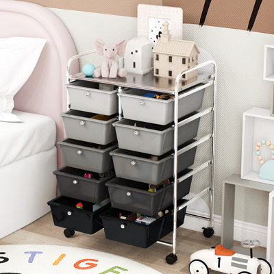 Costway 10 Drawers Storage Trolley Mobile Rolling Utility Cart Home Office Organizer - 7