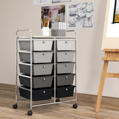 Costway 10 Drawers Storage Trolley Mobile Rolling Utility Cart Home ...