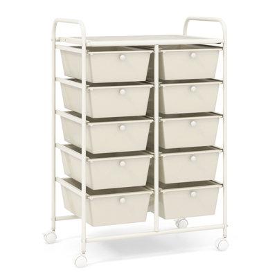 Costway 10 Drawers Storage Trolley Mobile Rolling Utility Cart Home Office Organizer