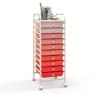 Costway 10 Drawers Storage Trolley Mobile Rolling Utility Cart Home Office Organizer