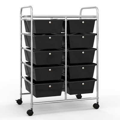 Costway 10 Drawers Storage Trolley Mobile Rolling Utility Cart Home Office Organizer