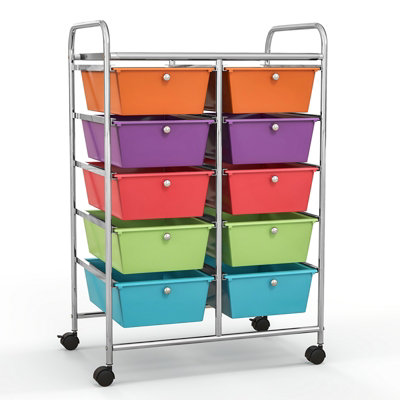 Costway 10 Drawers Storage Trolley Mobile Rolling Utility Cart Home ...