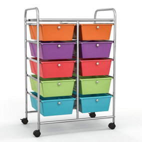 Costway 10 Drawers Storage Trolley Mobile Rolling Utility Cart Home Office Organizer