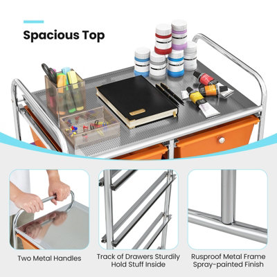 Storage Cart, Rolling Utility Cart With 10 Drawers, Portable Handles & Lockable Wheels, Mobile