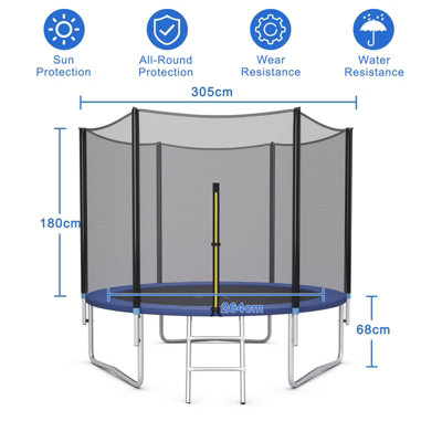 Costway 10 FT Outdoor Jumping Exercise Trampoline with Ladder