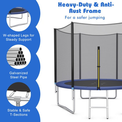 Costway 10 FT Outdoor Jumping Exercise Trampoline with Ladder - 5