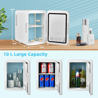 Costway 10 L Portable AC/DC Beauty Fridge w/ LED Mirror Thermoelectric Cooler/Warmer