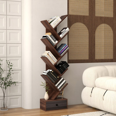 Costway 10 Tiers Tree Shaped Bookshelf Display Bookcase Storage Rack ...