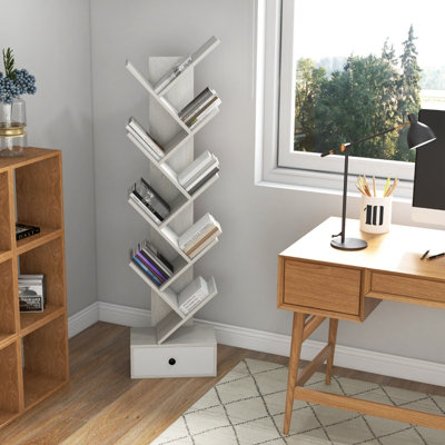Costway 10 Tiers Tree Shaped Bookshelf Display Bookcase Storage Rack ...