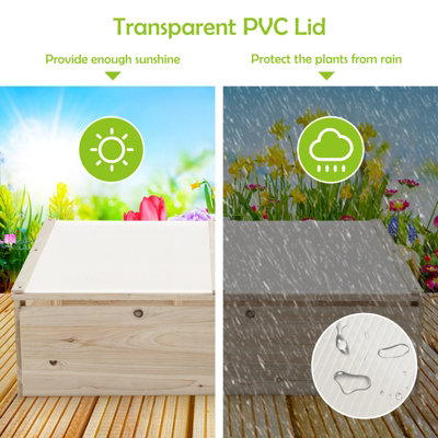 Costway 100 x 50cm Wooden Garden Portable Greenhouse Cold Frame Raised Planter Box - 8