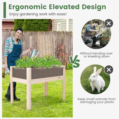 Costway 100 x 59 cm Wooden Raised Garden Bed Elevated Flower Bed Planter Box w/ Acrylic Panels - 5