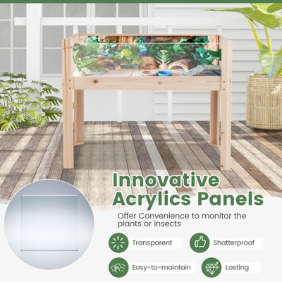 Costway 100 x 59 cm Wooden Raised Garden Bed Elevated Flower Bed Planter Box w/ Acrylic Panels - 6