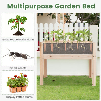 Costway 100 x 59 cm Wooden Raised Garden Bed Elevated Flower Bed Planter Box w/ Acrylic Panels - 7