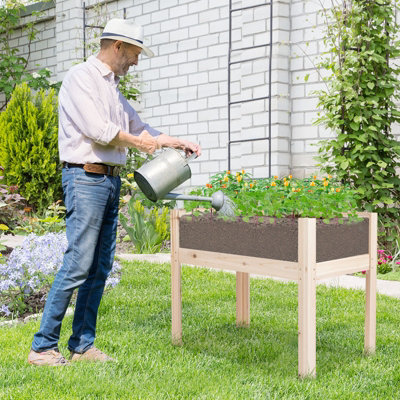Costway 100 x 59 cm Wooden Raised Garden Bed Elevated Flower Bed Planter Box w/ Acrylic Panels - 8