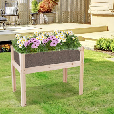 Costway 100 x 59 cm Wooden Raised Garden Bed Elevated Flower Bed Planter Box w/ Acrylic Panels - 9