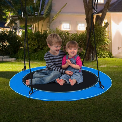 Costway 100cm Flying Saucer Tree Swing 3 Light Modes Hanging Round Swing 300kg Capacity