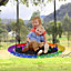 Costway 100cm Flying Saucer Tree Swing 8 Light Modes Hanging Round Swing 300kg Capacity