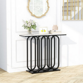 Costway 100cm Modern Console Table Faux Marble Narrow Entryway Hallway Table Accent Desk