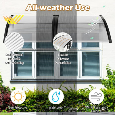 Costway 102 X 98 cm Outdoor Patio Front Door Awning Canopy Exterior Modern Sunlight Shelter - 4