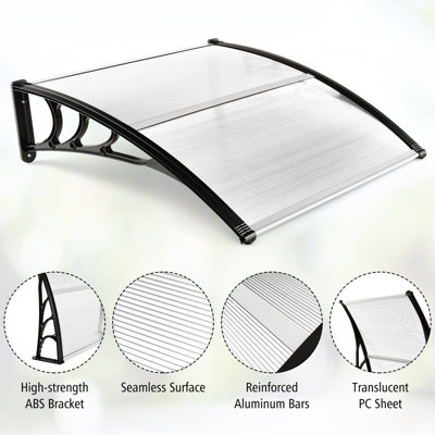 Costway 102 X 98 cm Outdoor Patio Front Door Awning Canopy Exterior Modern Sunlight Shelter - 5