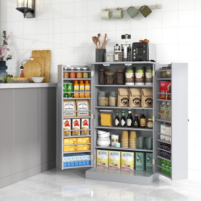 Costway 104cm Tall Kitchen Pantry Cabinet 17-tier Shelves Cupboard Space-saving Storage Cabinet