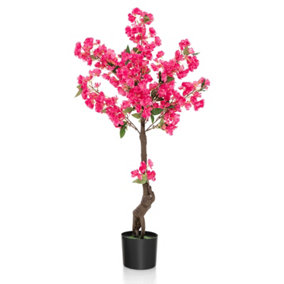 Costway 105cm Artificial Plum Blossom Tree Realistic Fake Floral Potted Plant 96 Flowers