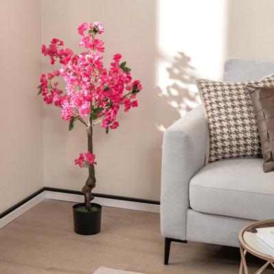 Costway 105cm Artificial Plum Blossom Tree Realistic Fake Floral Potted Plant 96 Flowers - 3
