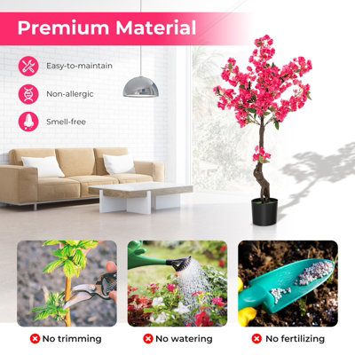 Costway 105cm Artificial Plum Blossom Tree Realistic Fake Floral Potted Plant 96 Flowers - 7