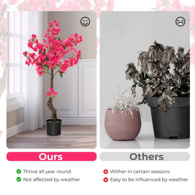 Costway 105cm Artificial Plum Blossom Tree Realistic Fake Floral Potted Plant 96 Flowers - 8