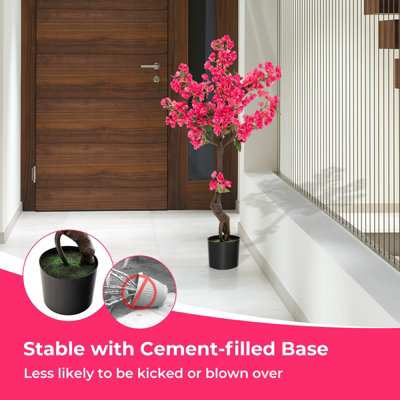 Costway 105cm Artificial Plum Blossom Tree Realistic Fake Floral Potted Plant 96 Flowers - 9