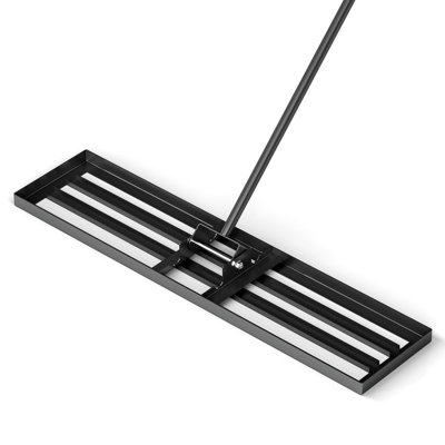 Costway 106 cm Lawn Leveling Rake Heavy Duty Level Lawn Tool w/ Handle for Soil-Black