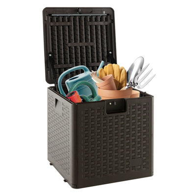 Costway 106L Patio Deck Box Waterproof Resin Storage Container w/ Flip ...