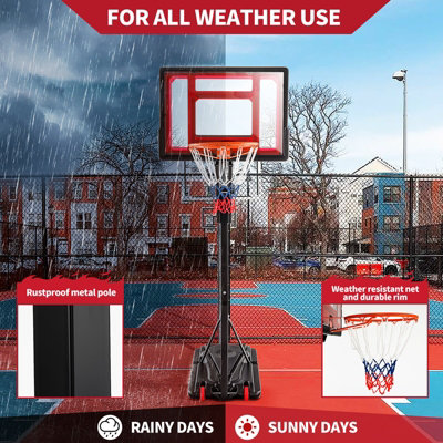 Costway 10FT Basketball Goal 1.55-3.1M Adjust Backborad Hoop Net Set - 3