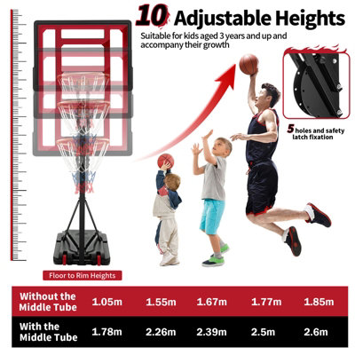 Costway 10FT Basketball Goal 1.55-3.1M Adjust Backborad Hoop Net Set - 4