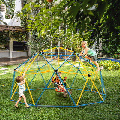 Costway 10FT Dome Climber Climbing Frame Geometric Climbing Dome Kids Toddler Garden Gym - 4
