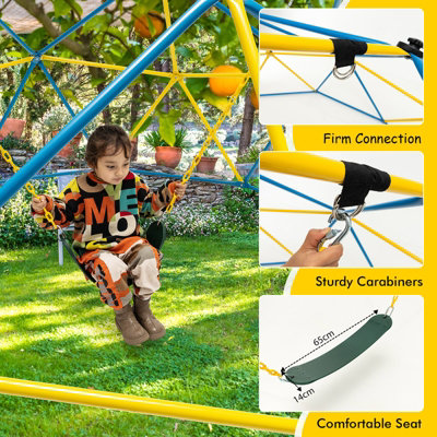 Costway 10FT Dome Climber Climbing Frame Geometric Climbing Dome Kids Toddler Garden Gym - 8