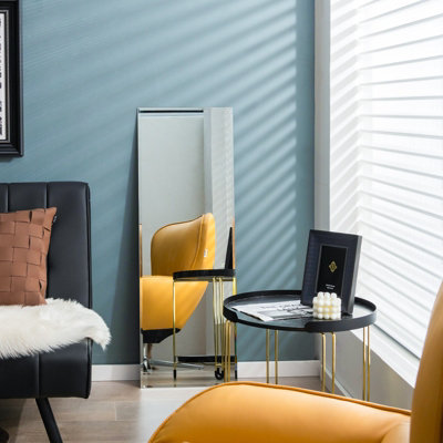 Costway 110 x 38cm Full Length Mirror Full Body Rectangular Frameless Dressing Mirror Vertically/Horizontally Wall Mounted - 4
