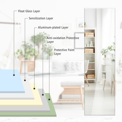 Costway 110 x 38cm Full Length Mirror Full Body Rectangular Frameless Dressing Mirror Vertically/Horizontally Wall Mounted - 7
