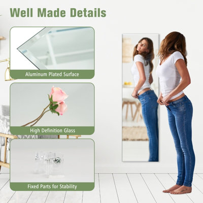 Costway 110 x 38cm Full Length Mirror Full Body Rectangular Frameless Dressing Mirror Vertically/Horizontally Wall Mounted - 9
