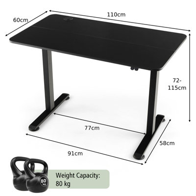 Costway 110 x 60cm Electric Height Adjustable Standing Desk Sit to Stand Computer Workstation Table